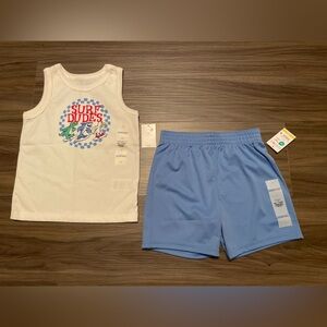 Garanimals Boys Surf Dudes Ivory and Blue Shorts Matching Set size 2T-NWT
